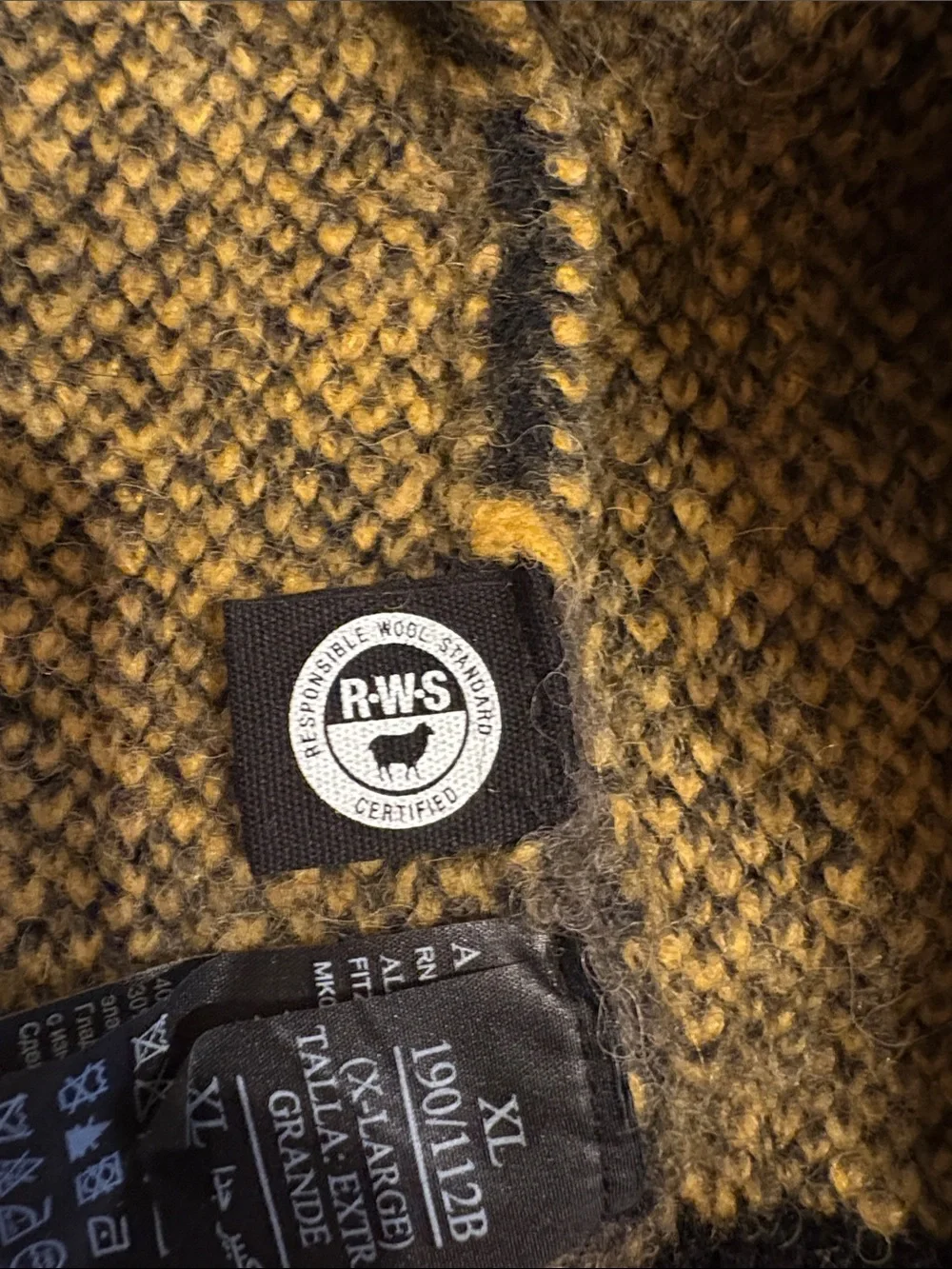 AllSaints Yellow & Black Argyle Crewneck Sweater